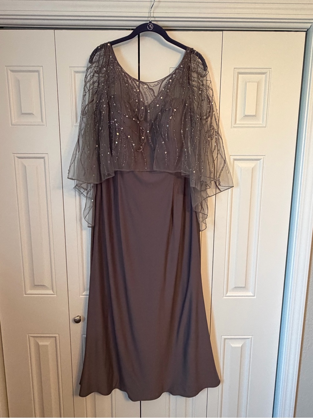 Jade Couture formal Dress with Sheer Embellished Overlay